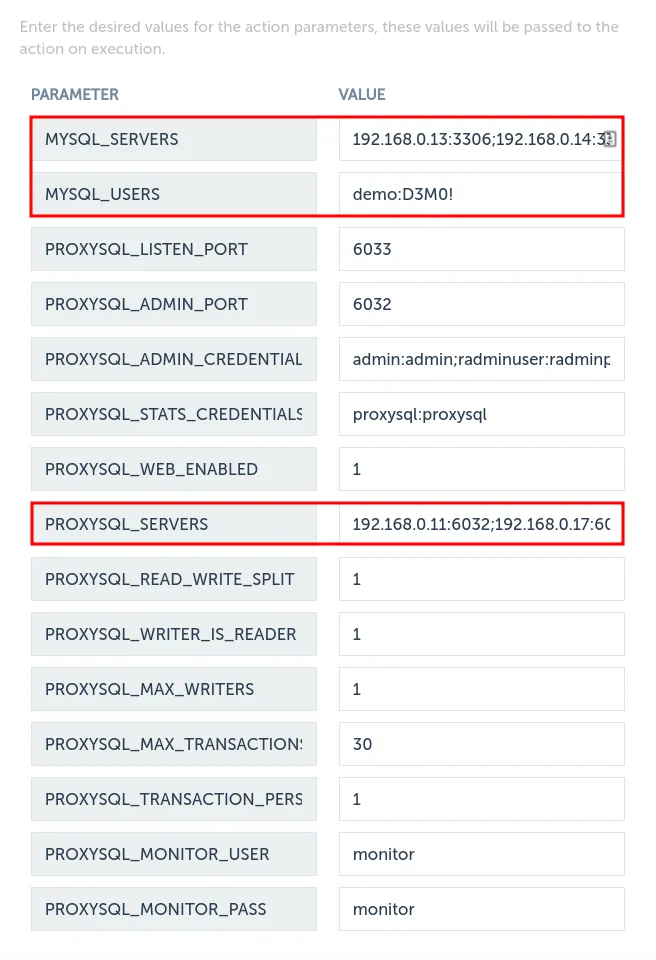 Configure ProxySQL parameters
