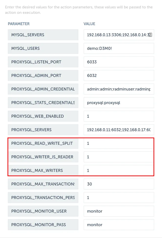 Configure ProxySQL parameters